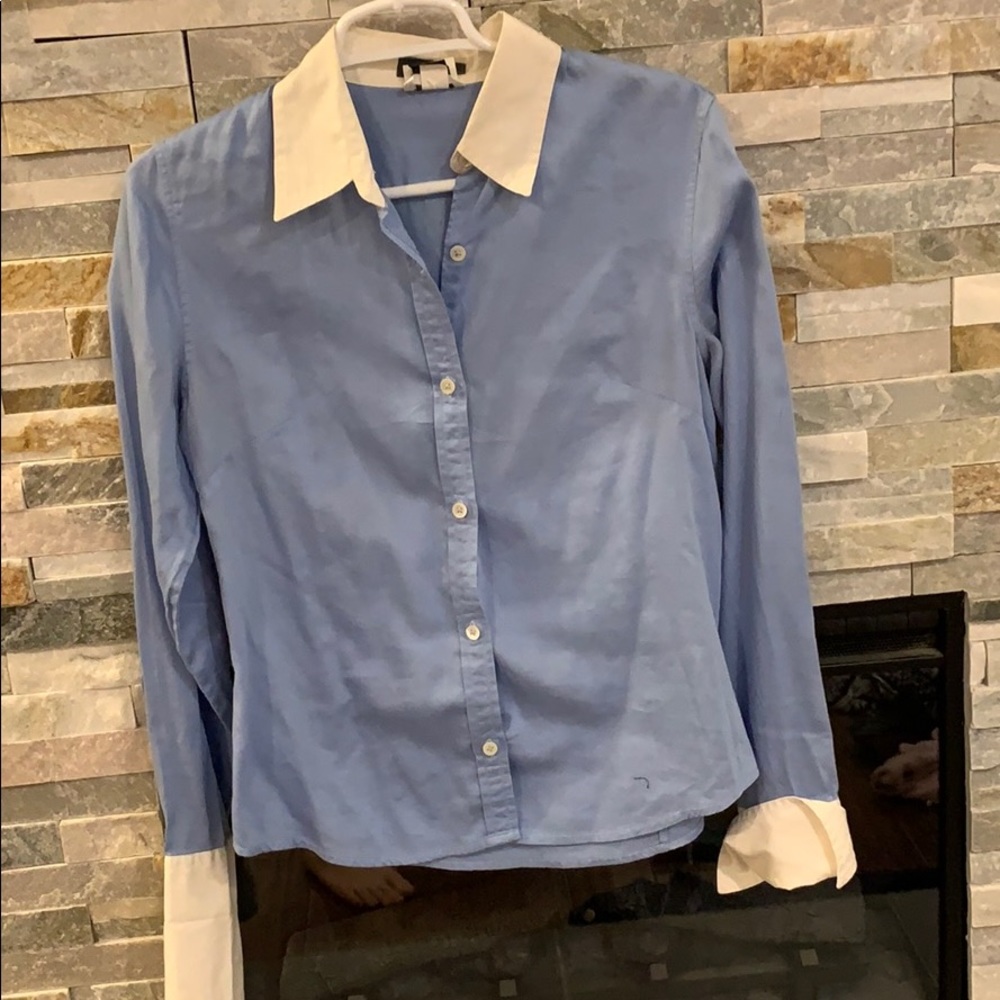 Blue and white button down